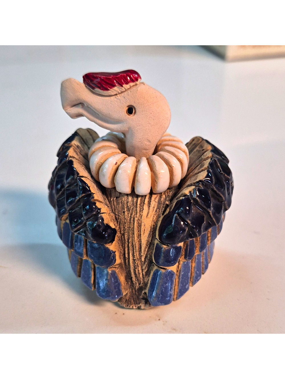 Vintage Artesania Rinconada Condor #72 Ceramic Figurine Hand Painted Glazed Box